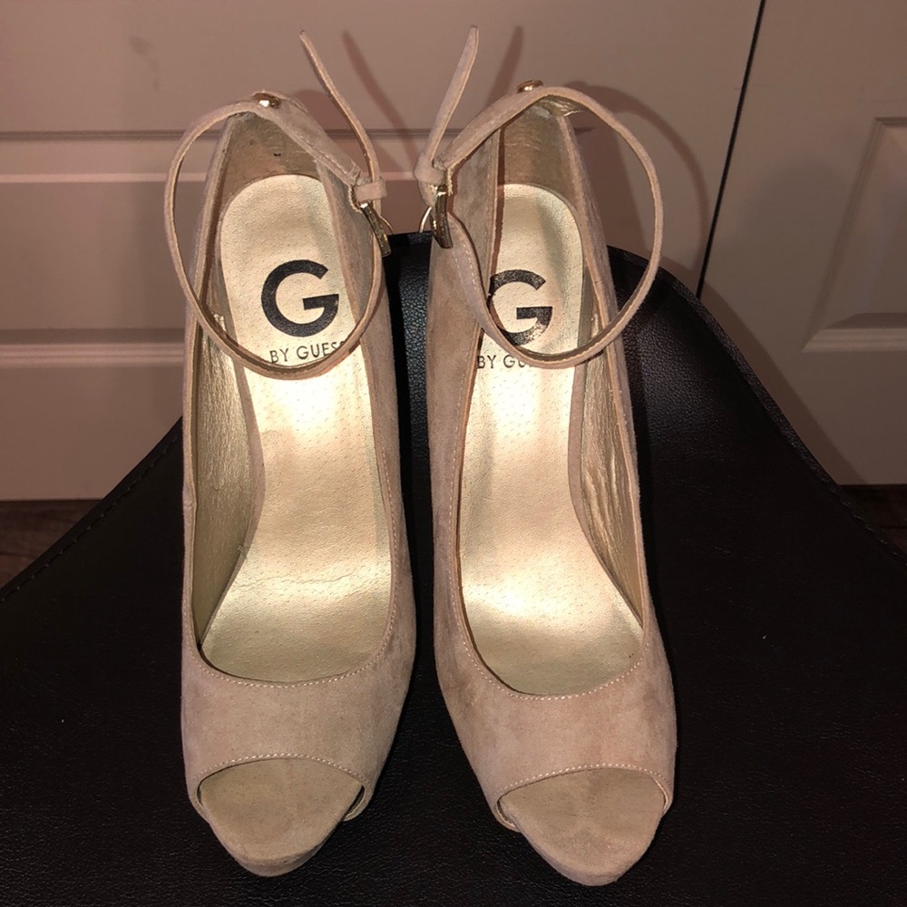 Gray suede G By Guess women’s platform heels